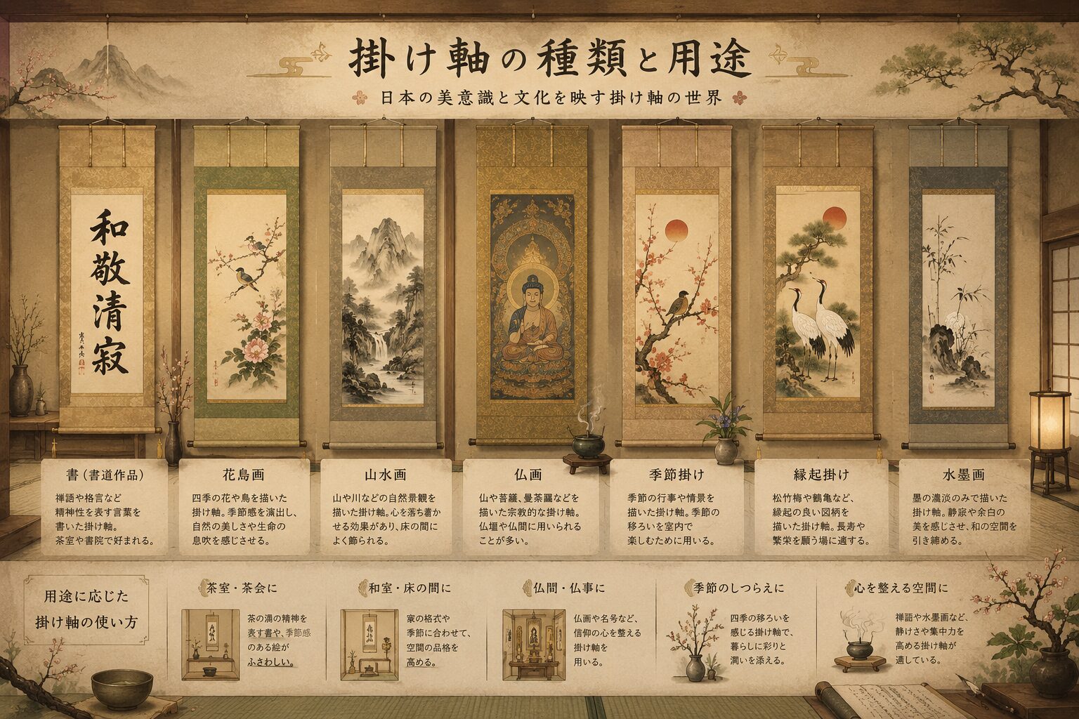 掛け軸の種類とは？用途に応じた選び方ガイド