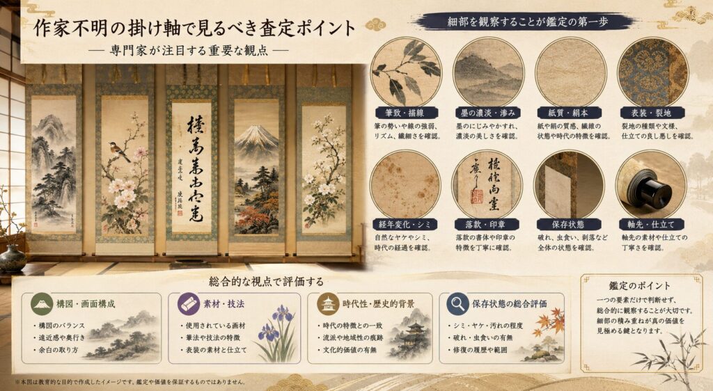 水墨山水画 掛け軸 紫雲 作（詳細不明）真贋不明 古美術 状態難あり 眠る宝物？作家不明の掛け軸でも価値があるかも！査定のポイントと安心