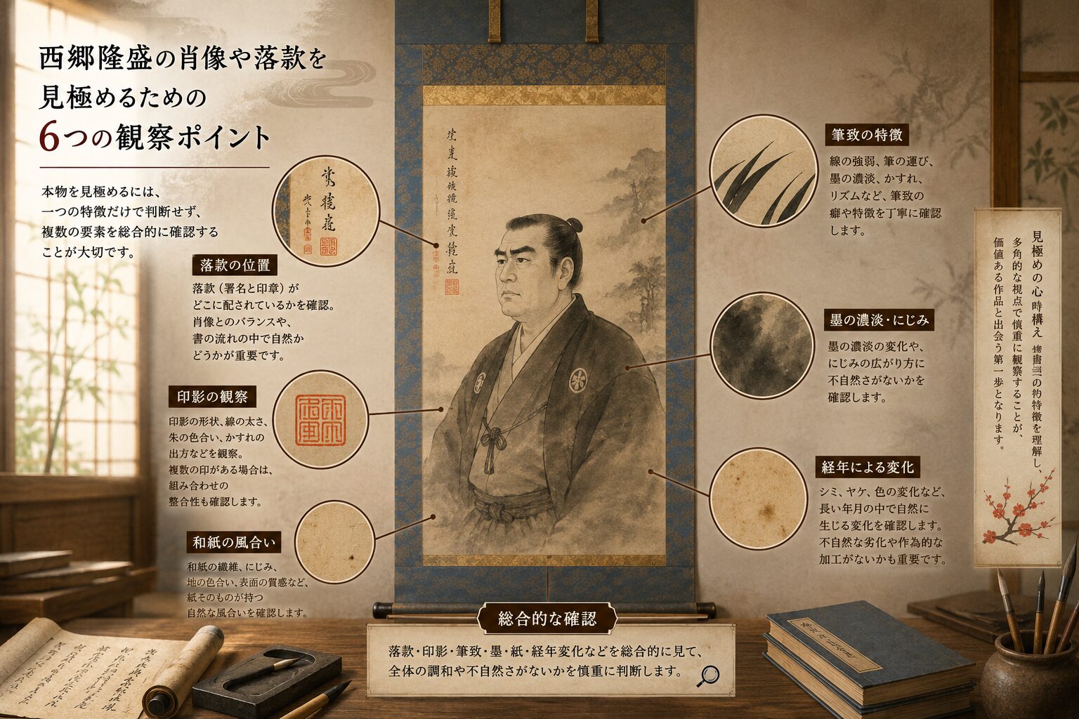 西郷隆盛の掛け軸を売るなら？本物の見分け方と高価買取のコツを解説