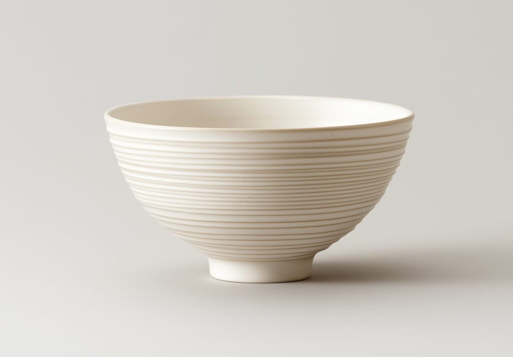 李朝白磁を思わせる白磁の茶碗。茶道具としての価値や買取査定の参考にされることもあります。